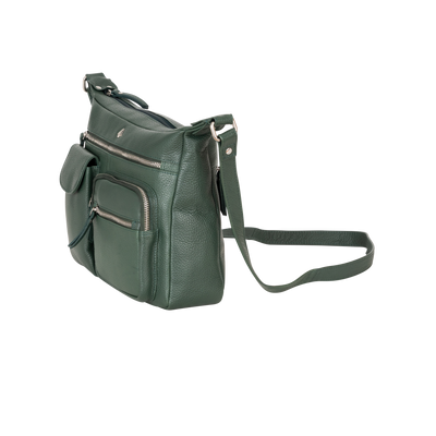 Aspen Multi-Pocket Leather Crossbody Bag – Evergreen