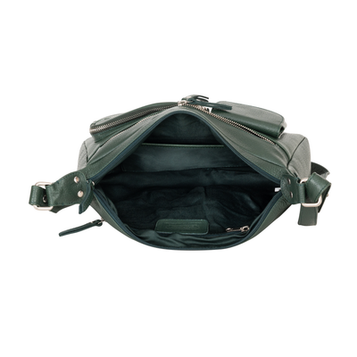 Aspen Multi-Pocket Leather Crossbody Bag – Evergreen