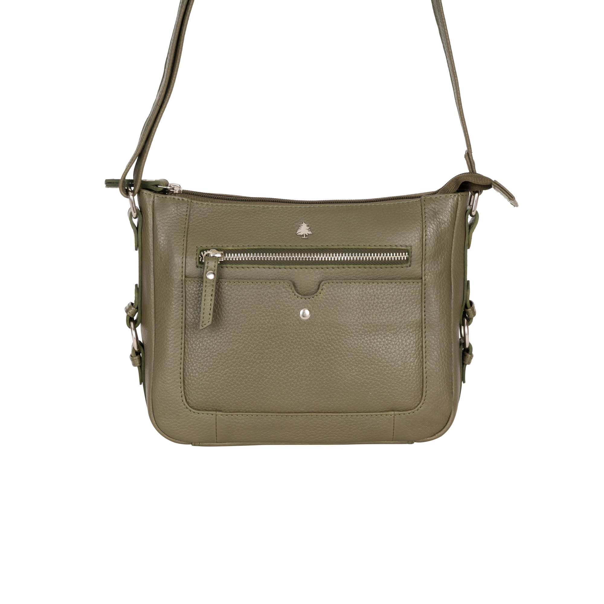Harper Compact Leather Crossbody Bag – Olive Green