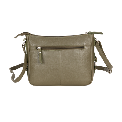 Harper Compact Leather Crossbody Bag – Olive Green
