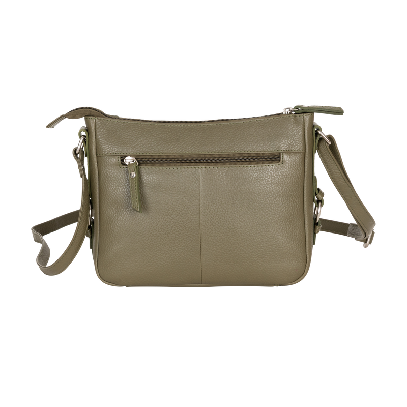 Harper Compact Leather Crossbody Bag – Olive Green
