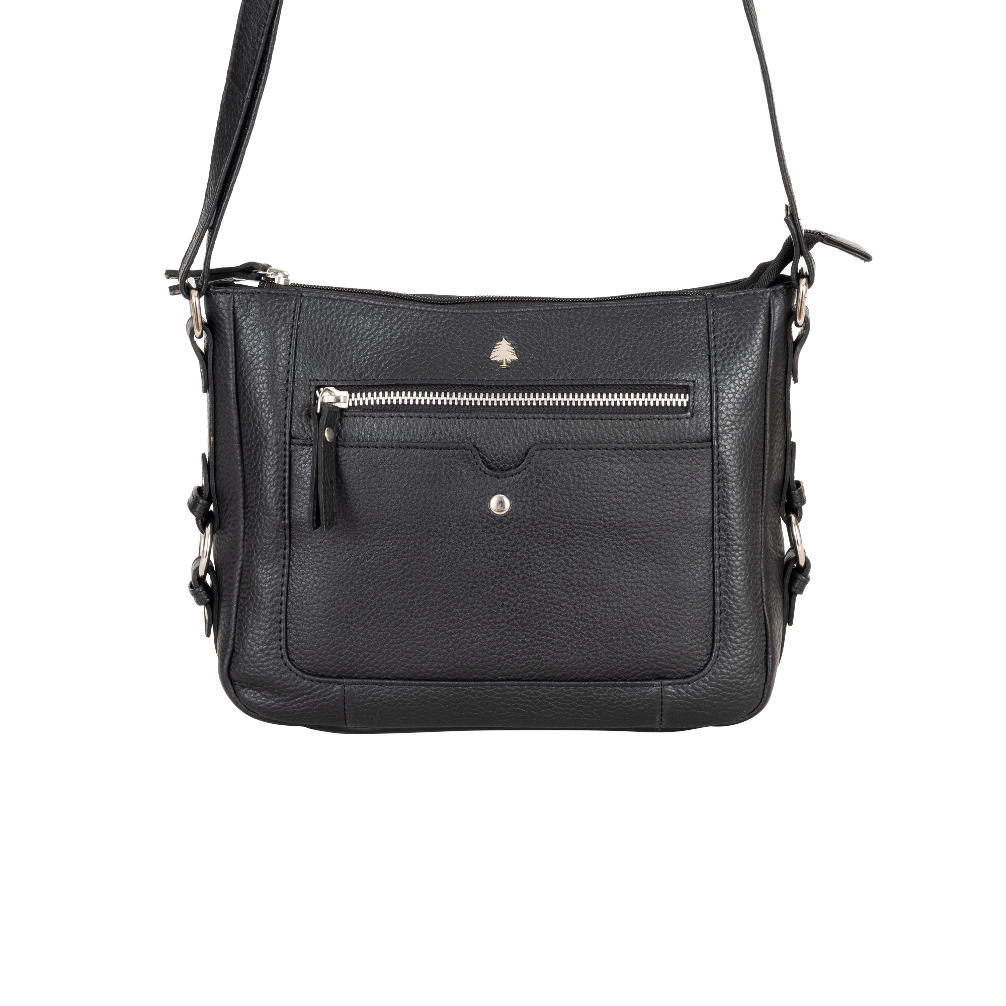 Harper Compact Leather Crossbody Bag – Classic Black