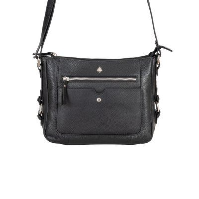 Harper Compact Leather Crossbody Bag – Classic Black