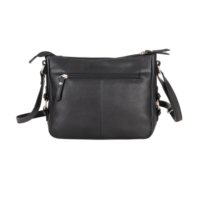 Harper Compact Leather Crossbody Bag – Classic Black