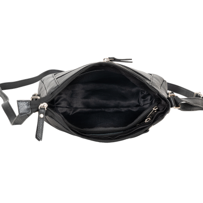 Harper Compact Leather Crossbody Bag – Classic Black