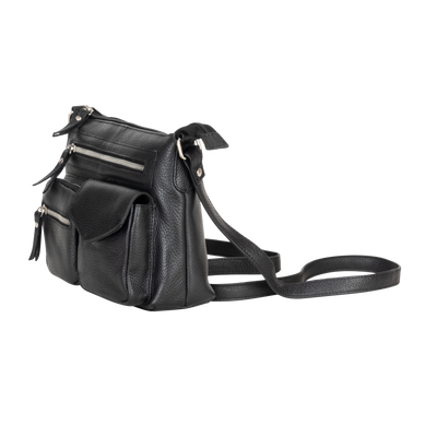 Mila Multi-Pocket Leather Crossbody Bag – Classic Black