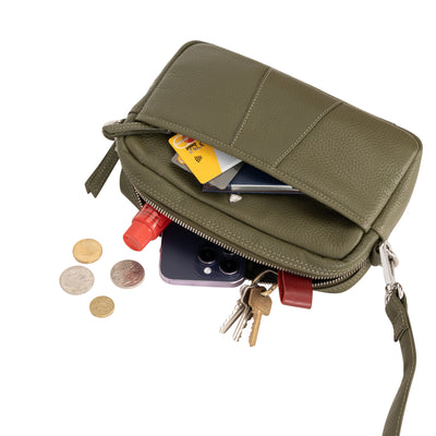Siena Mini Crossbody – Olive Green Leather Bag