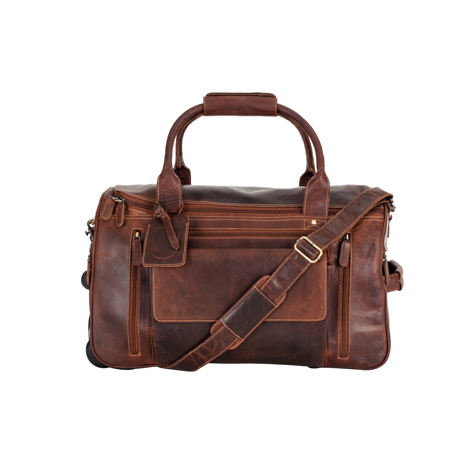 Greenwood “Pathfinder” Leather Wheeled Duffel – Vintage Sandel Travel Trolley - Greenwood Leather