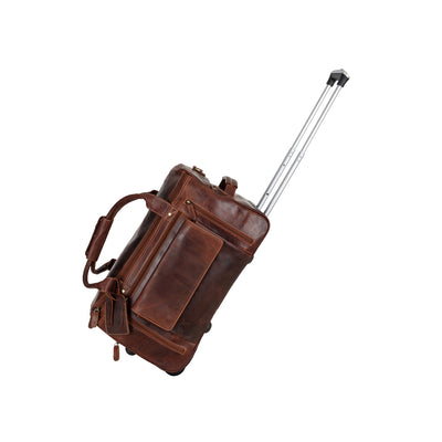 Greenwood “Pathfinder” Leather Wheeled Duffel – Vintage Sandel Travel Trolley - Greenwood Leather