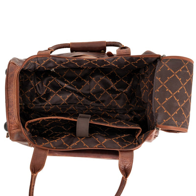 Greenwood “Pathfinder” Leather Wheeled Duffel – Vintage Sandel Travel Trolley - Greenwood Leather