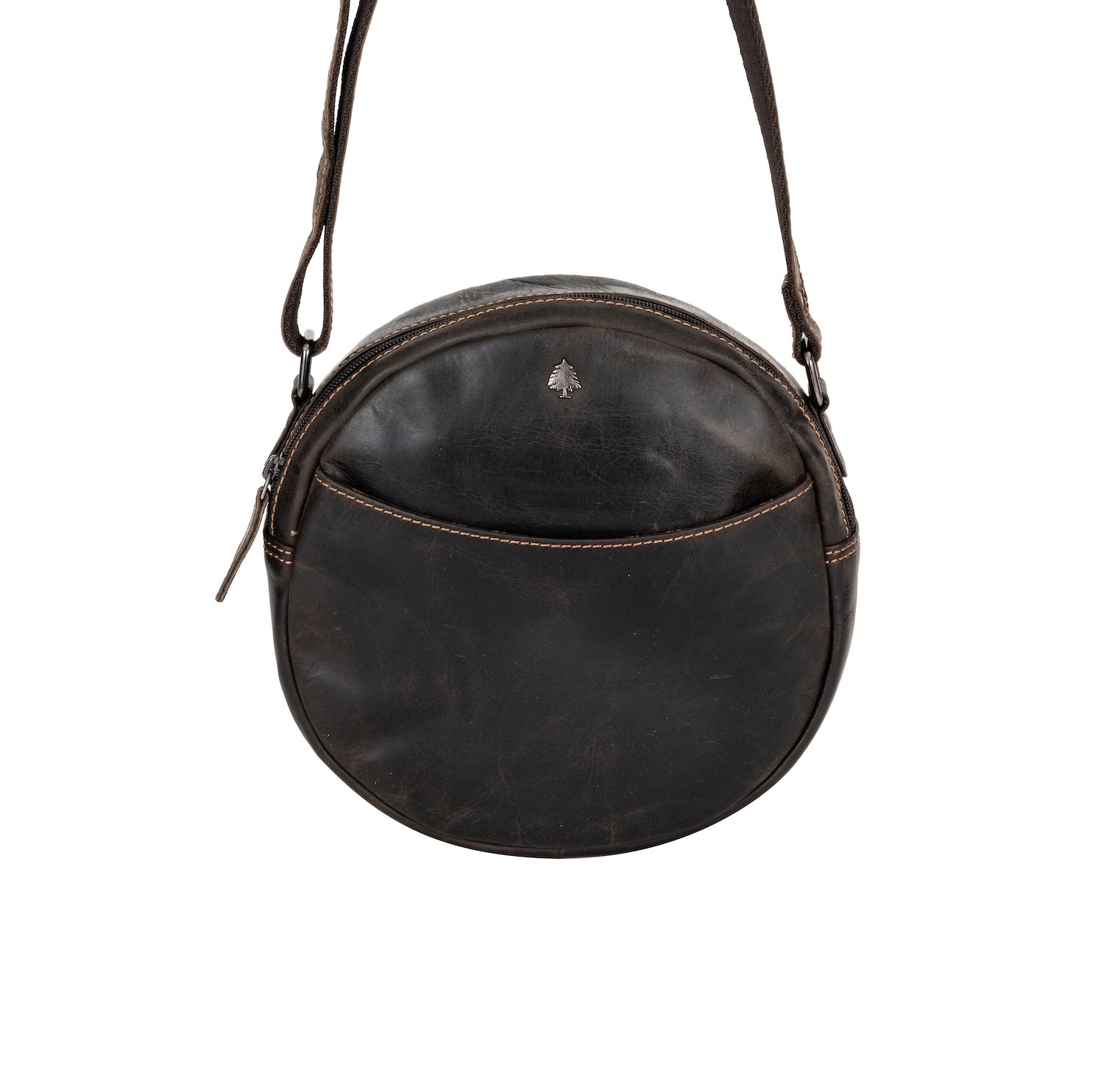 Circle Luxe – Brown Leather Crossbody Bag