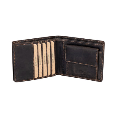 Mason RFID Leather Wallet with Coin Pocket – Brown