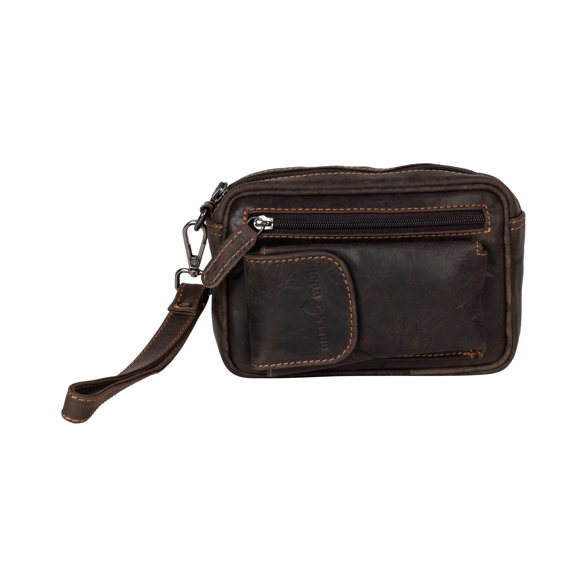 Leather Men's Wrist Bag - Brown - Leather Greenwood Bag | The Greenwood Leather Online Shop Australia