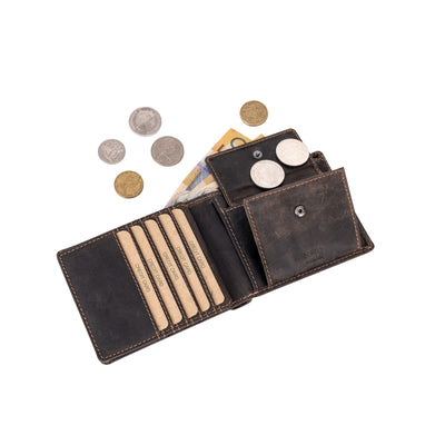 Mason RFID Leather Wallet with Coin Pocket – Brown