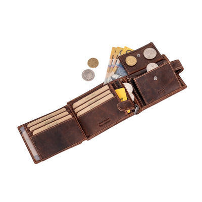 Hunter RFID Leather Wallet with Button Closure – Sandel - Greenwood Leather