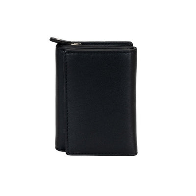 The Harvest — Women's Black Leather Bifold Wallet with Zip Coin Purse & RFID Protection