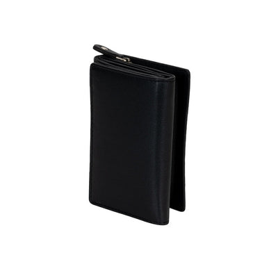 The Harvest — Women's Black Leather Bifold Wallet with Zip Coin Purse & RFID Protection