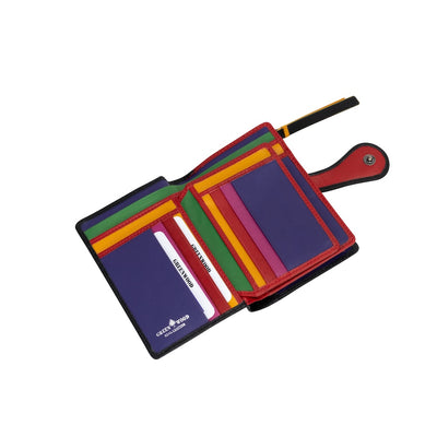 Greenwood Leather “Hearts Delight” Women’s RFID Leather Wallet – Multicolor Heart Design | Compact Zip Wallet