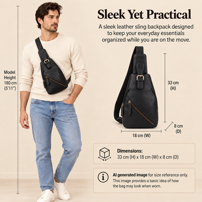 Jasper – Leather Crossbody Sling Bag for Men Black