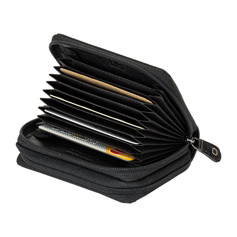 Nolan Zip Card Wallet Black - Greenwood Leather