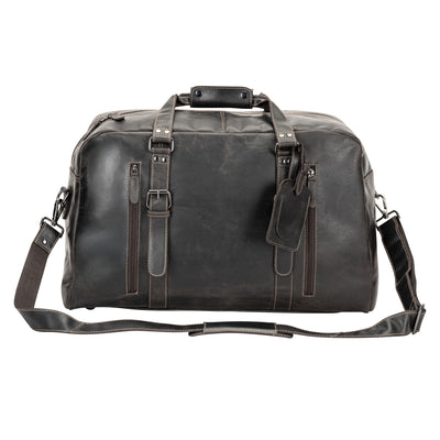 Voyager Leather Weekend Bag – Full Grain Oil Pull-Up Leather Travel Duffel (Brown)