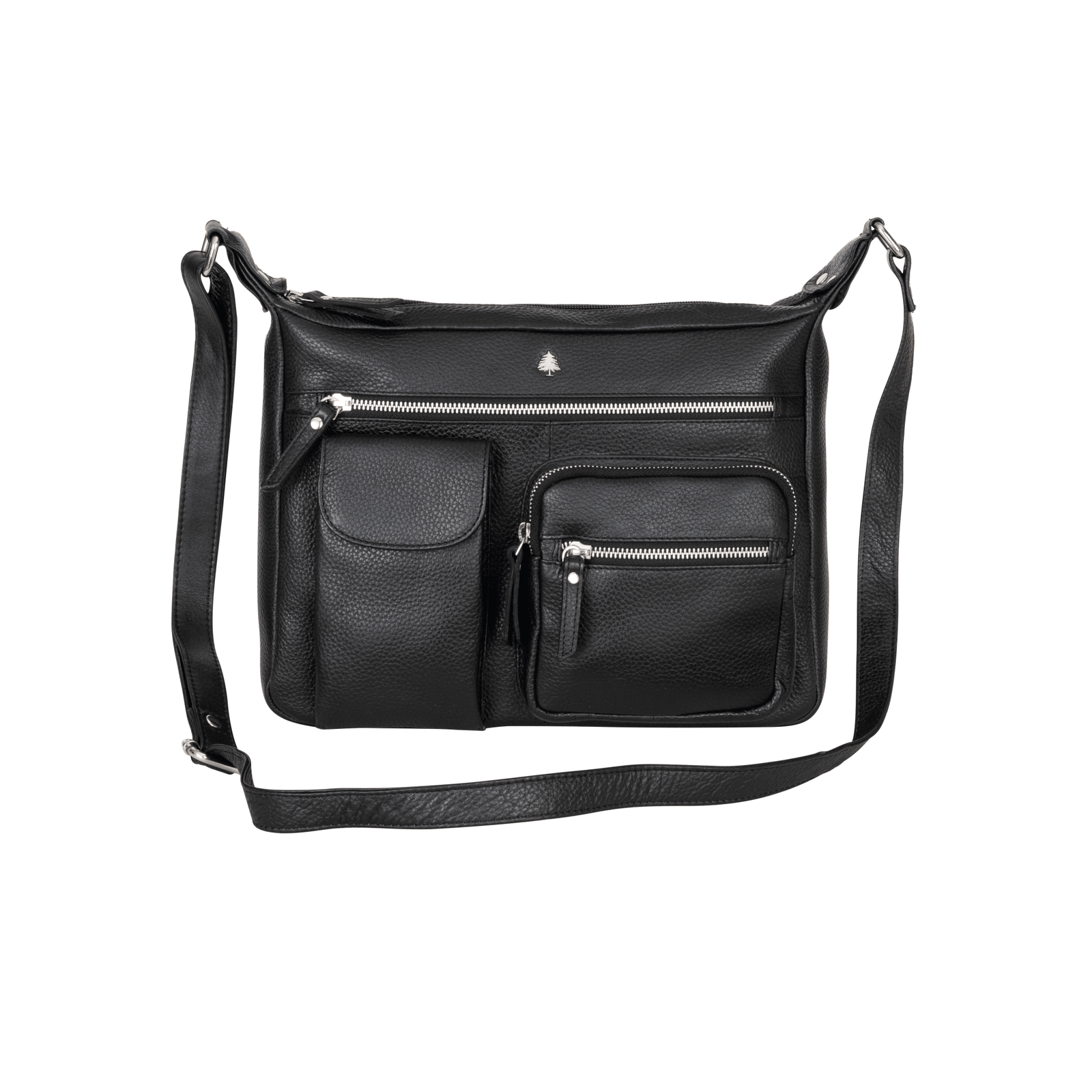 Aspen Multi-Pocket Leather Crossbody Bag – Classic Black - Greenwood Leather