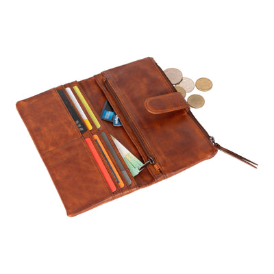 Leather Women Wallet Katie Cognac - Greenwood Leather