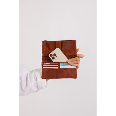 Leather Women Wallet Katie Cognac - Greenwood Leather