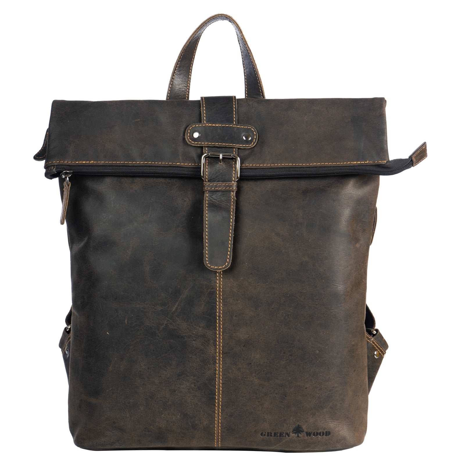 Birchwood Roll-Top Leather Backpack – Vintage Full Grain Leather Laptop Backpack | Medium & Large - Greenwood Leather