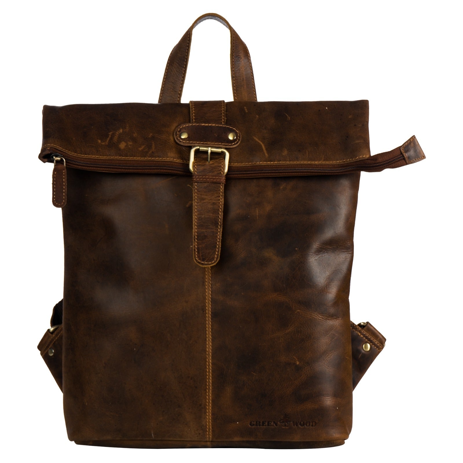 Birchwood Roll-Top Leather Backpack – Vintage Full Grain Leather Laptop Backpack | Medium & Large - Greenwood Leather