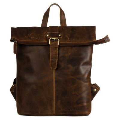 Birchwood Roll-Top Leather Backpack – Vintage Full Grain Leather Laptop Backpack | Medium & Large - Greenwood Leather