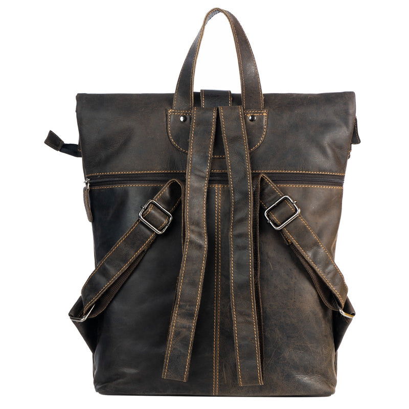 Birchwood Roll-Top Leather Backpack – Vintage Full Grain Leather Laptop Backpack | Medium & Large - Greenwood Leather