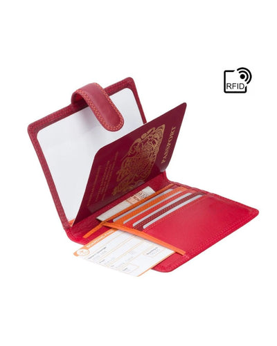 Cardinal Leather RFID Passport Holder with Tab Closure — Red Multi - Greenwood Leather