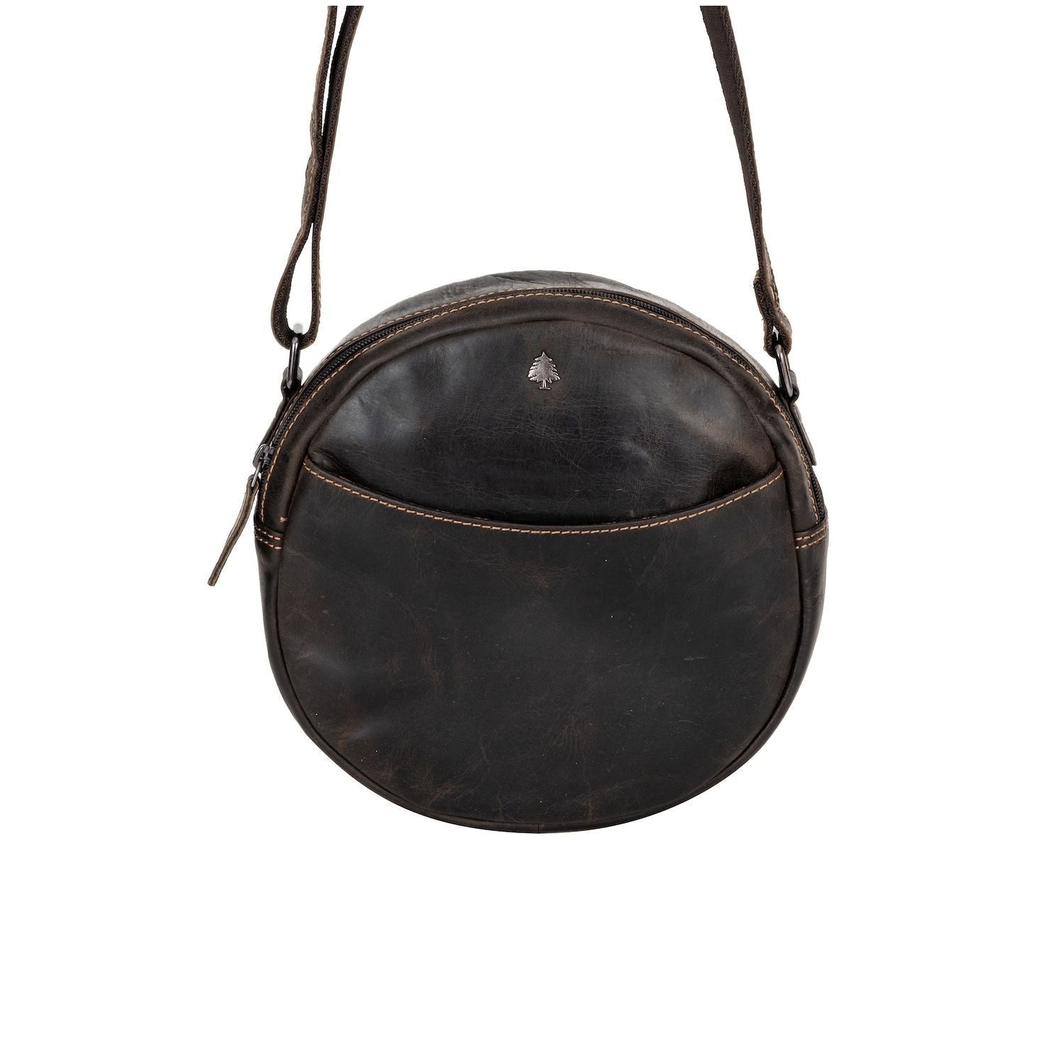Circle Luxe – Brown Leather Crossbody Bag