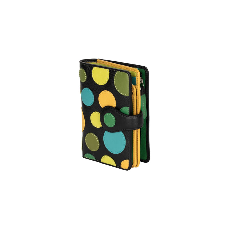 Colorful Polka Dot Leather Wallet, Handcrafted Genuine Leather, Medium Coin Zip Purse - Greenwood Leather