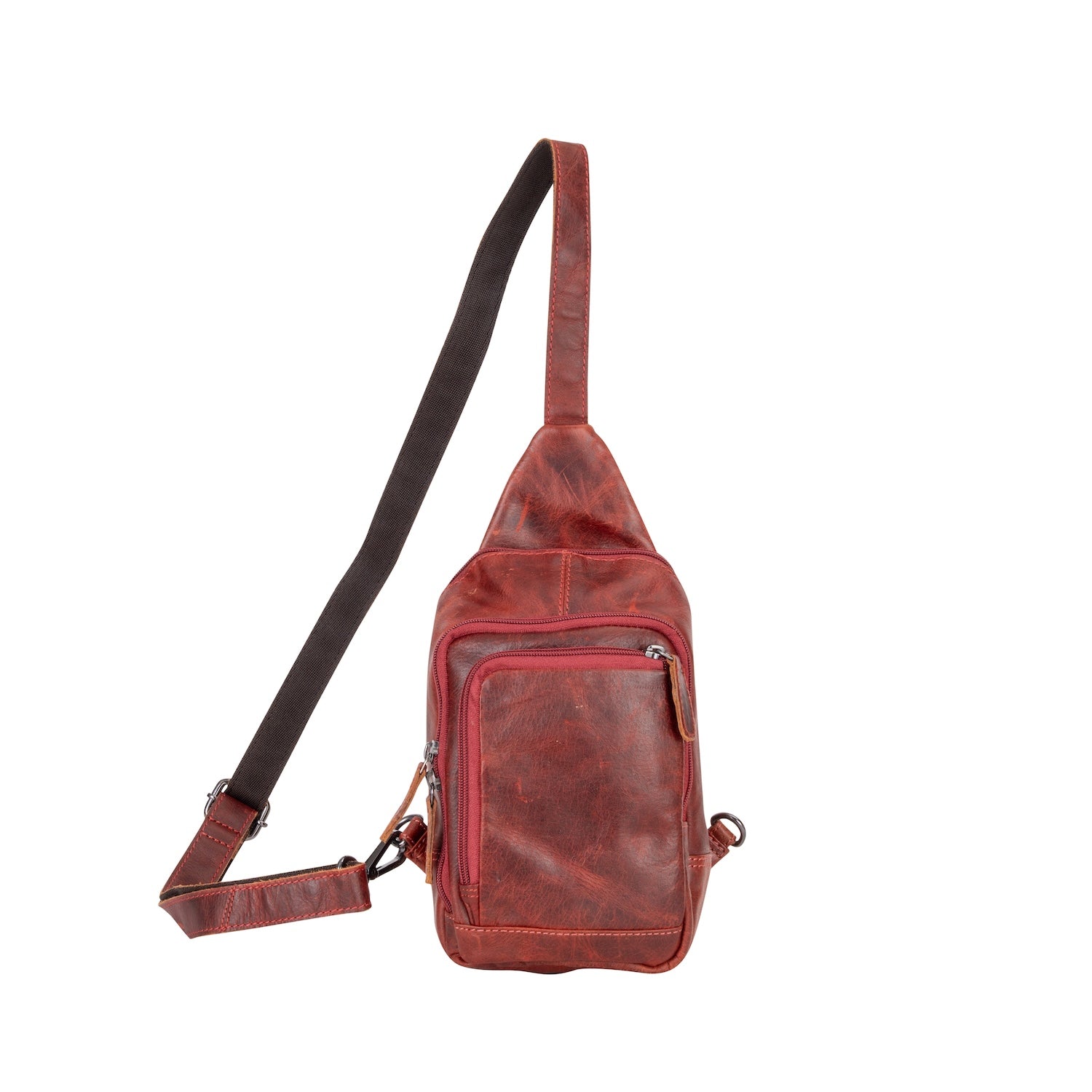 Leather Sling Bag Red-waxy Auckland - Greenwood Leather