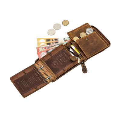 The Roadster Biker Wallet — Vintage Hunter Leather Zip Wallet