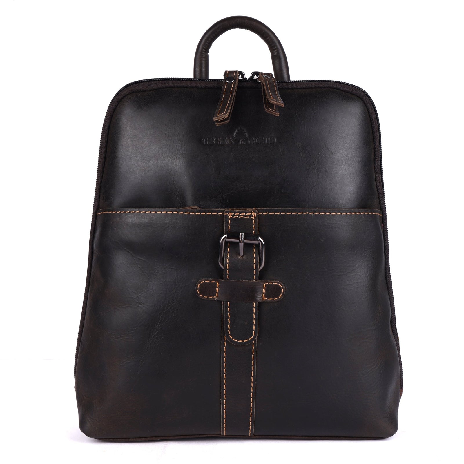 Greenwood Hartley Genuine Leather Backpack | Vintage Dark Brown Handmade Travel & Everyday Bag - Greenwood Leather