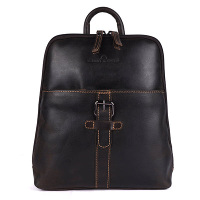 Greenwood Hartley Genuine Leather Backpack | Vintage Dark Brown Handmade Travel & Everyday Bag - Greenwood Leather