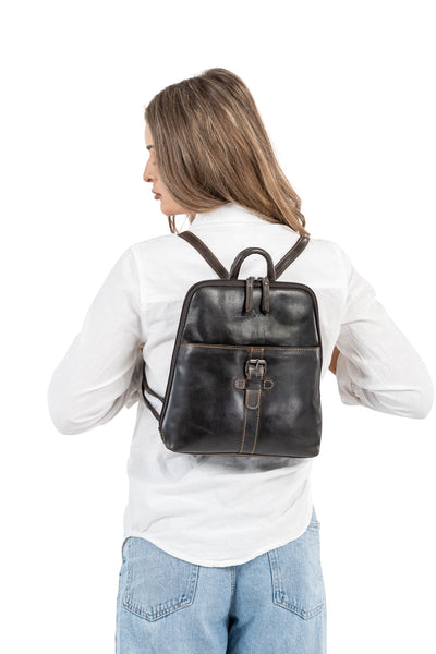 Greenwood Hartley Genuine Leather Backpack | Vintage Dark Brown Handmade Travel & Everyday Bag - Greenwood Leather