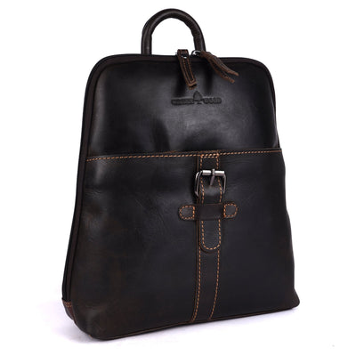 Greenwood Hartley Genuine Leather Backpack | Vintage Dark Brown Handmade Travel & Everyday Bag - Greenwood Leather