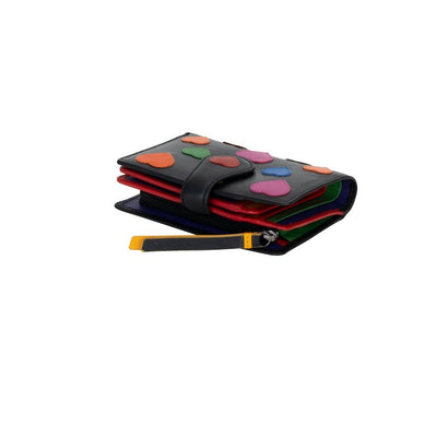 Greenwood Leather “Hearts Delight” Women’s RFID Leather Wallet – Multicolor Heart Design | Compact Zip Wallet - Greenwood Leather