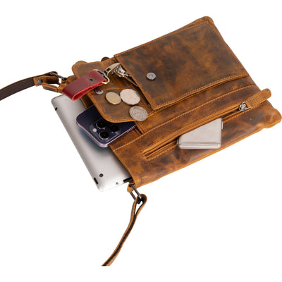 Greenwood Leather Ladies Cross Body Leather Bag Lucy Camel - Greenwood Leather