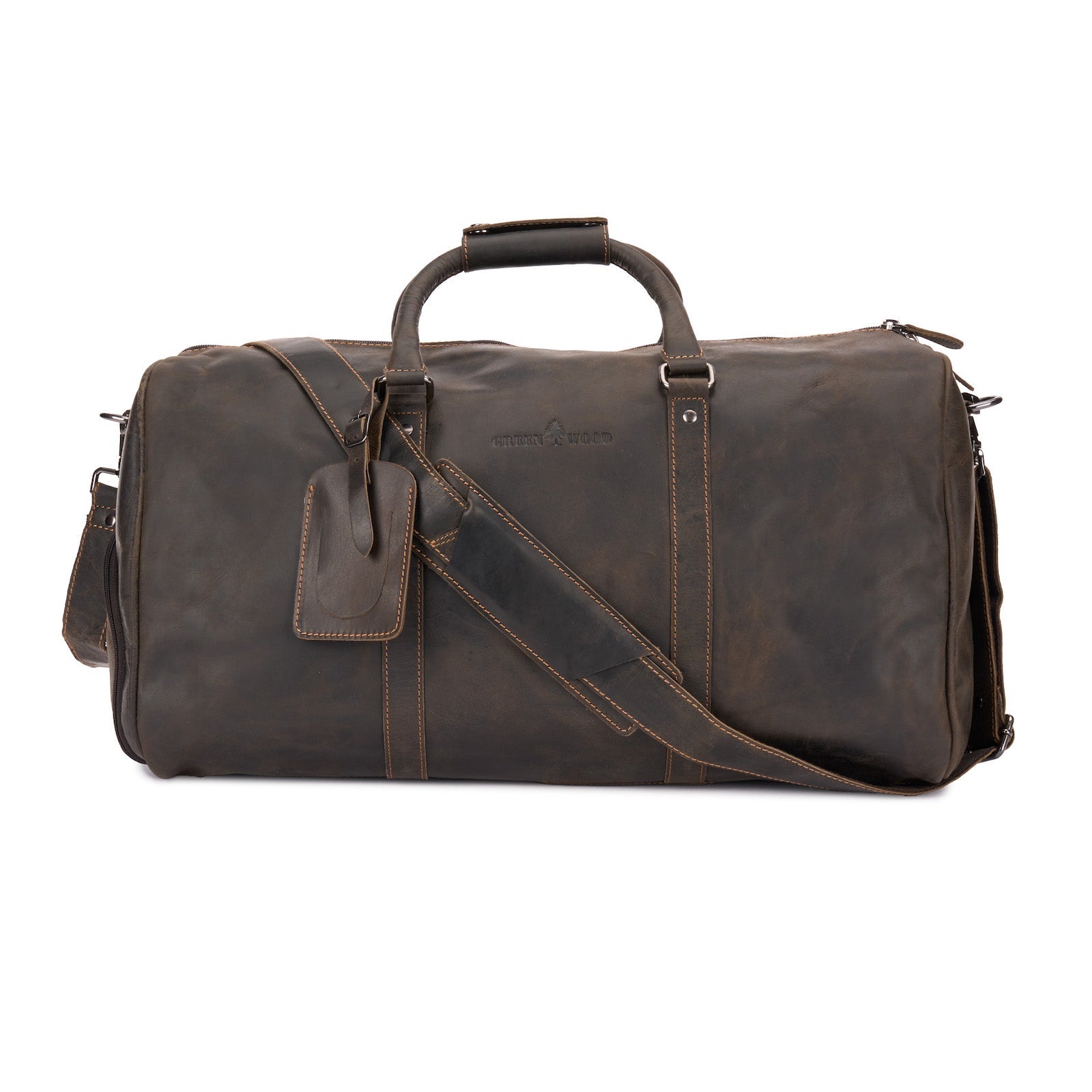 Greenwood Leather Overnight Bag Milan - Rugged Leather - Brown - Greenwood Leather