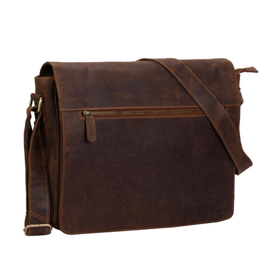 Greenwood Leather Richard Laptop Bag – Waxed Pull - Up Leather Messenger for 16” Laptop - Greenwood Leather
