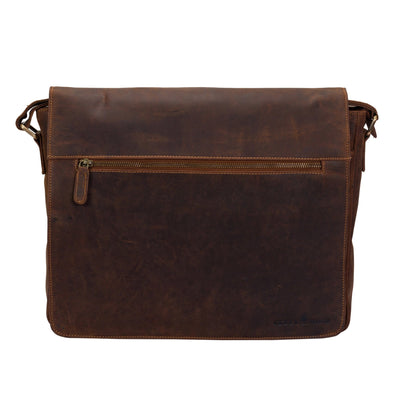 Greenwood Leather Richard Laptop Bag – Waxed Pull - Up Leather Messenger for 16” Laptop - Greenwood Leather