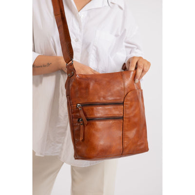 Greenwood Leather Shoulder bag Bianca - Cognac - Greenwood Leather