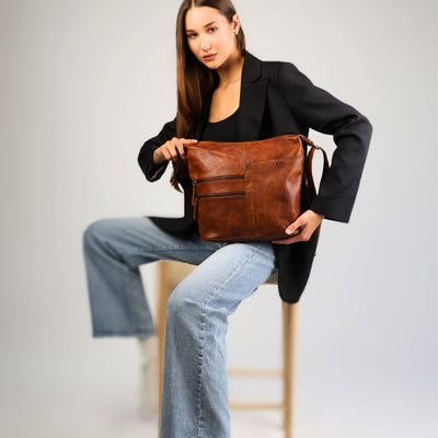 Greenwood Leather Shoulder bag Bianca - Cognac - Greenwood Leather