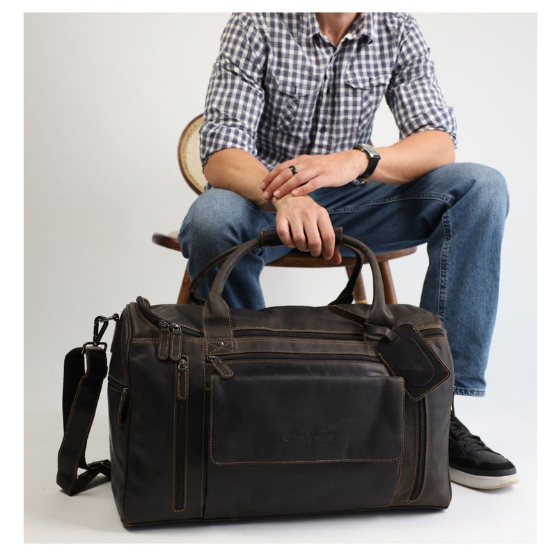 Greenwood Leather Travel Bag Large - Casual Vintage Look Brown - Greenwood Leather