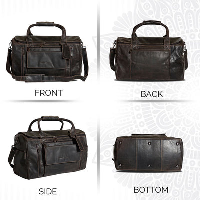 Greenwood Leather Travel Bag Large - Casual Vintage Look Brown - Greenwood Leather